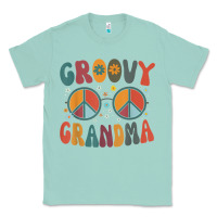 Seafoam groovy grandma retro 70s peace sign design grandmother Classic Tee - longCreatives
