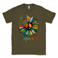 Army Green daisy peace sign hippie soul tshirt flower lovers gifts Classic Tee - longCreatives