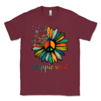 Burgundy daisy peace sign hippie soul tshirt flower lovers gifts Classic Tee - longCreatives
