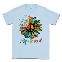 Dusty Blue daisy peace sign hippie soul tshirt flower lovers gifts Classic Tee - longCreatives