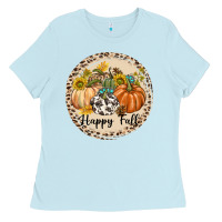 Baby Blue Happy Fall Ladies Tee - texasbilliewilder