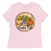 Bubblegum Pink Happy Fall Ladies Tee - texasbilliewilder