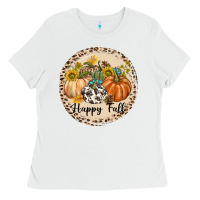 White Happy Fall Ladies Tee - texasbilliewilder