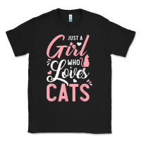 Black just a girl who loves cats cute cat lover gifts Classic Tee - longCreatives
