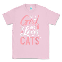 Bubblegum Pink just a girl who loves cats cute cat lover gifts Classic Tee - longCreatives