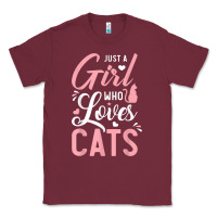 Burgundy just a girl who loves cats cute cat lover gifts Classic Tee - longCreatives
