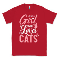 Red just a girl who loves cats cute cat lover gifts Classic Tee - longCreatives