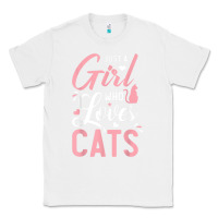White just a girl who loves cats cute cat lover gifts Classic Tee - longCreatives