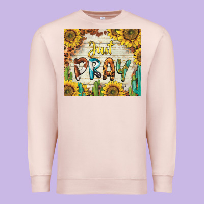 Just Pray Premium Sweatshirt Designed By Barkaloodesign