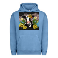 Pigment Pebble Blue cow cactus and sunflower Urban Hoodie - AdoDesignShop