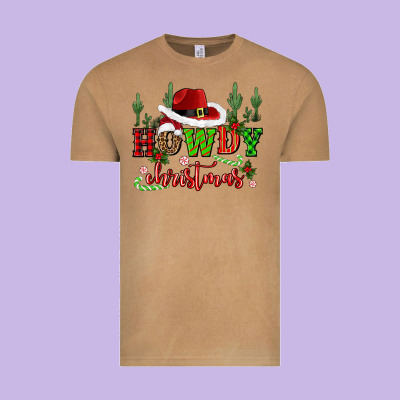 Howdy Christmas Cowboy Hat Vintage Tee Designed By Cowgirlartshop