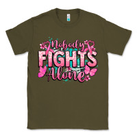 Army Green Nobody fights alone Cancer Awareness Classic Tee - HowdyJamesFarm