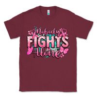 Burgundy Nobody fights alone Cancer Awareness Classic Tee - HowdyJamesFarm