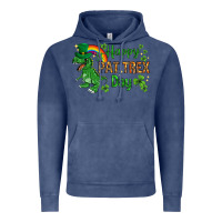 Vintage Denim St. Patrick's Happy Pat T-Rex Day with rainbow Vintage Hoodie - HowdyJamesFarm