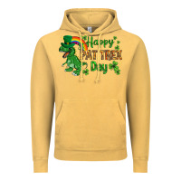 Vintage Mustard St. Patrick's Happy Pat T-Rex Day with rainbow Vintage Hoodie - HowdyJamesFarm
