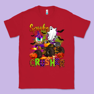 Spooky Cruhser With Monster Truck Classic Tee Designed By Artiststas