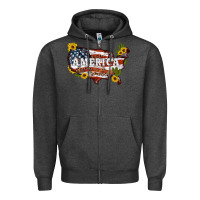 Charcoal Heather usa map Zipper Hoodie - Artiststas