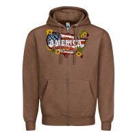 Chestnut usa map Zipper Hoodie - Artiststas