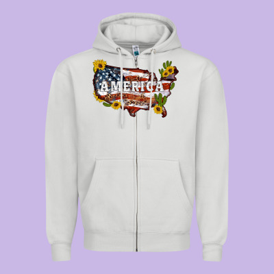 Usa Map Zipper Hoodie Designed By Artiststas