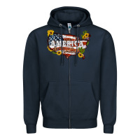 Navy usa map Zipper Hoodie - Artiststas