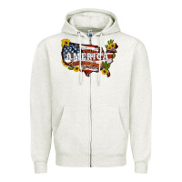 Oatmeal Heather usa map Zipper Hoodie - Artiststas