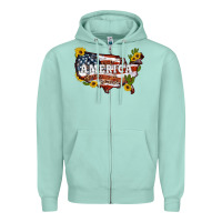 Seafoam usa map Zipper Hoodie - Artiststas