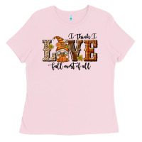 Bubblegum Pink I Think I Love Fall Most of All Ladies Tee - texasbilliewilder