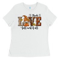 White I Think I Love Fall Most of All Ladies Tee - texasbilliewilder