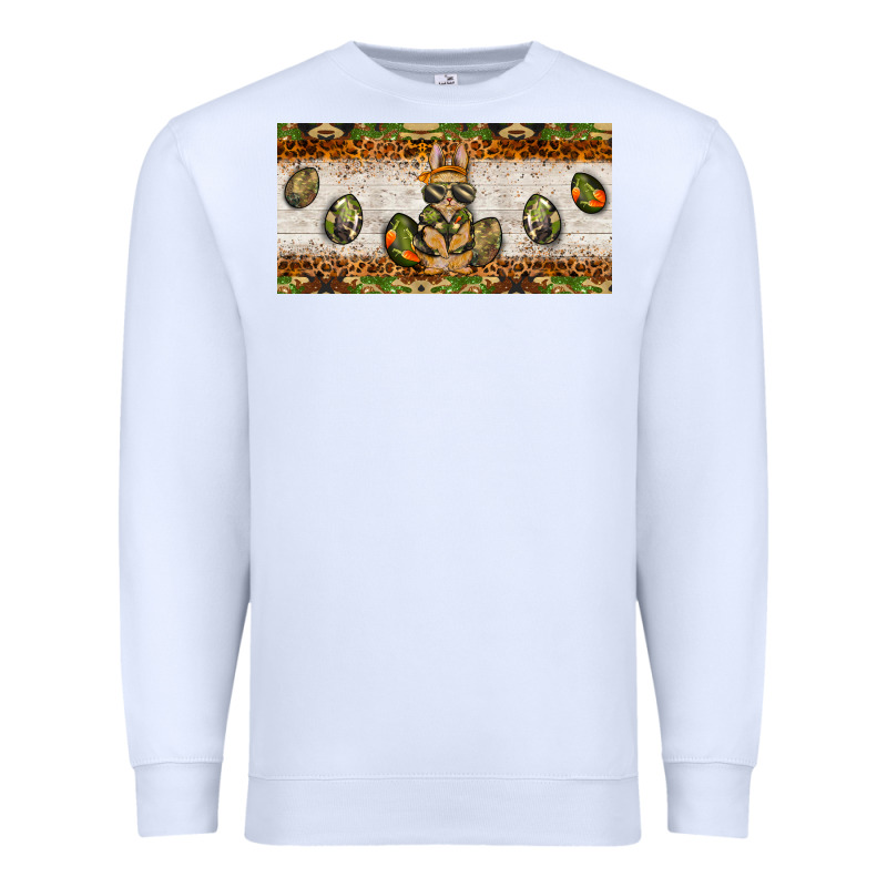 Easter Camouflage Egg Hunter Bunny License Plate Template Premium Sweatshirt by BarkalooDesign | Teevron