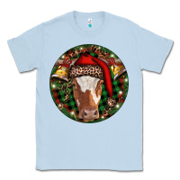 Dusty Blue Longhorn Cow Christmas Classic Tee - RanaPortraitStore