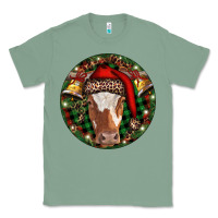 Sage Longhorn Cow Christmas Classic Tee - RanaPortraitStore