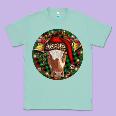 Longhorn Cow Christmas Classic Tee Designed By Ranaportraitstore