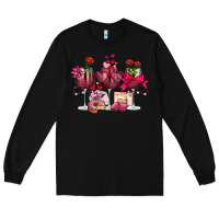 Black valentine's day wine glasses Long Sleeve Tee - OliviaCreatesArt