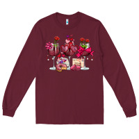 Burgundy valentine's day wine glasses Long Sleeve Tee - OliviaCreatesArt