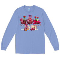 Colony Blue valentine's day wine glasses Long Sleeve Tee - OliviaCreatesArt
