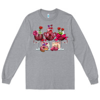 Heather Grey valentine's day wine glasses Long Sleeve Tee - OliviaCreatesArt