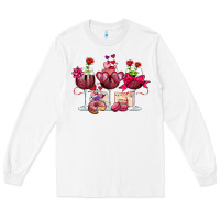 White valentine's day wine glasses Long Sleeve Tee - OliviaCreatesArt