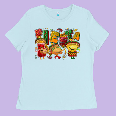 Fiesta With Taco, Nacho, Souce Ladies Tee Designed By Nancycooperartshop