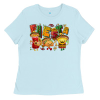 Baby Blue Fiesta with taco, nacho, souce Ladies Tee - NancyCooperArtShop