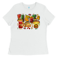 White Fiesta with taco, nacho, souce Ladies Tee - NancyCooperArtShop