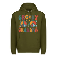 Army Green groovy grandma retro 70s peace sign design grandmother Premium Hoodie - longCreatives