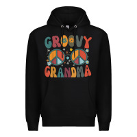 Black groovy grandma retro 70s peace sign design grandmother Premium Hoodie - longCreatives