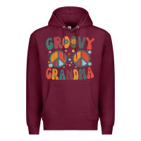 Burgundy groovy grandma retro 70s peace sign design grandmother Premium Hoodie - longCreatives