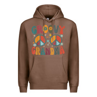 Chestnut groovy grandma retro 70s peace sign design grandmother Premium Hoodie - longCreatives