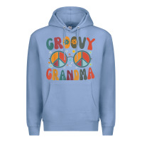 Colony Blue groovy grandma retro 70s peace sign design grandmother Premium Hoodie - longCreatives