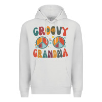 Dove Grey groovy grandma retro 70s peace sign design grandmother Premium Hoodie - longCreatives