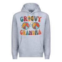 Heather Grey groovy grandma retro 70s peace sign design grandmother Premium Hoodie - longCreatives
