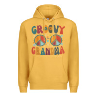 Mustard groovy grandma retro 70s peace sign design grandmother Premium Hoodie - longCreatives