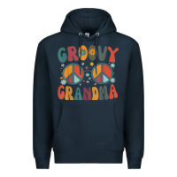 Navy groovy grandma retro 70s peace sign design grandmother Premium Hoodie - longCreatives