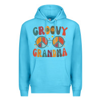 Ocean Blue groovy grandma retro 70s peace sign design grandmother Premium Hoodie - longCreatives